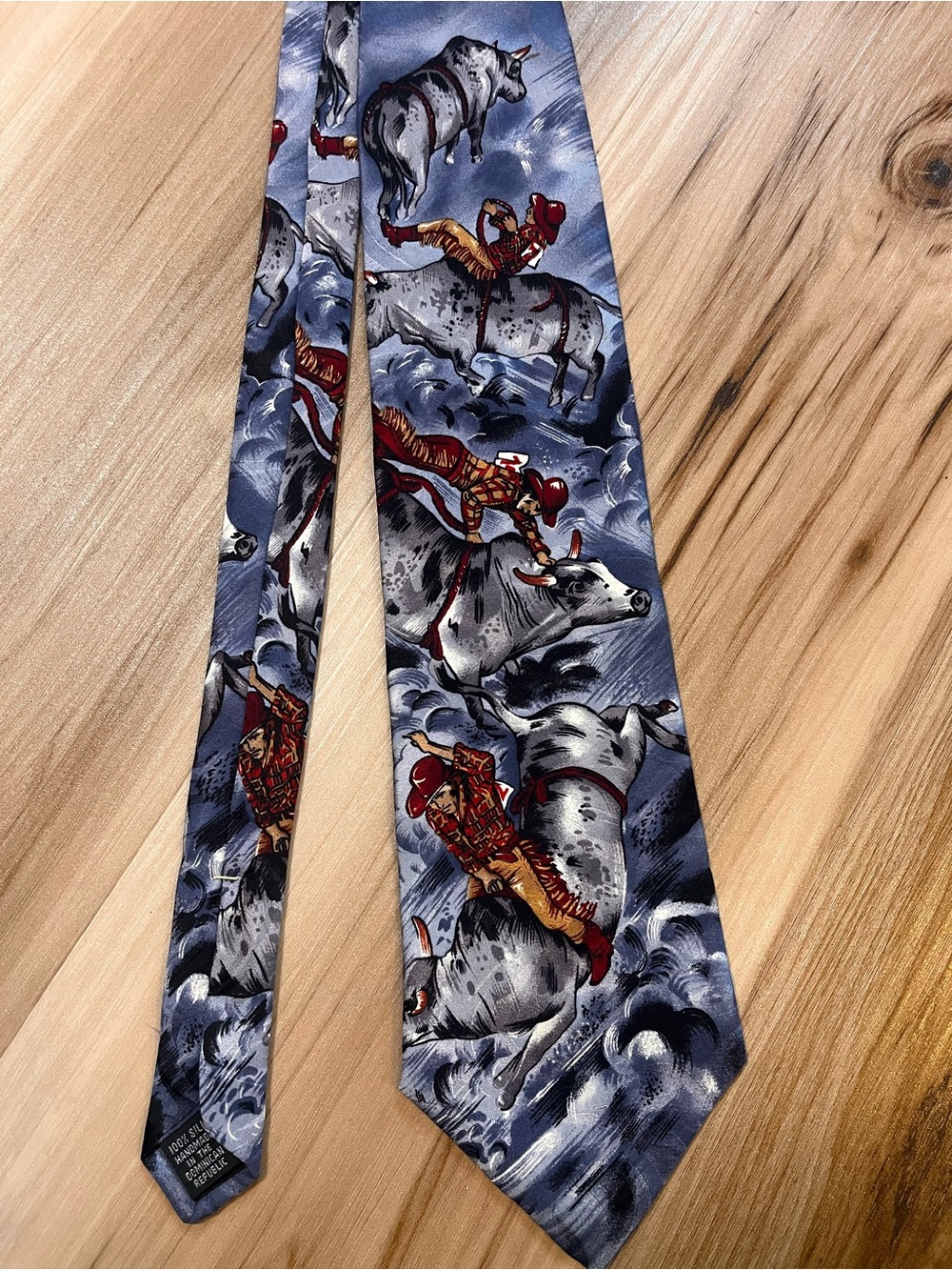 ROCKMOUNT RANCH WEAR 100% Silk Tie RODEO ROUGH Vintage Made In USA Limited Ed